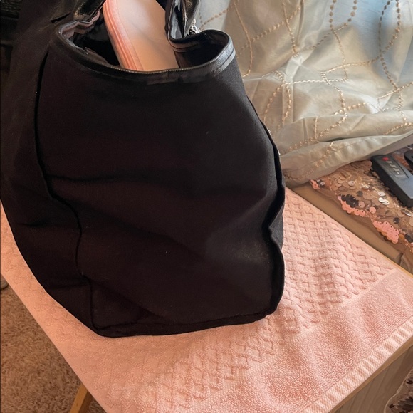 Victoria's Secret Black Tote with Silver Wings and Rhinestones Accents . - Picture 4 of 8